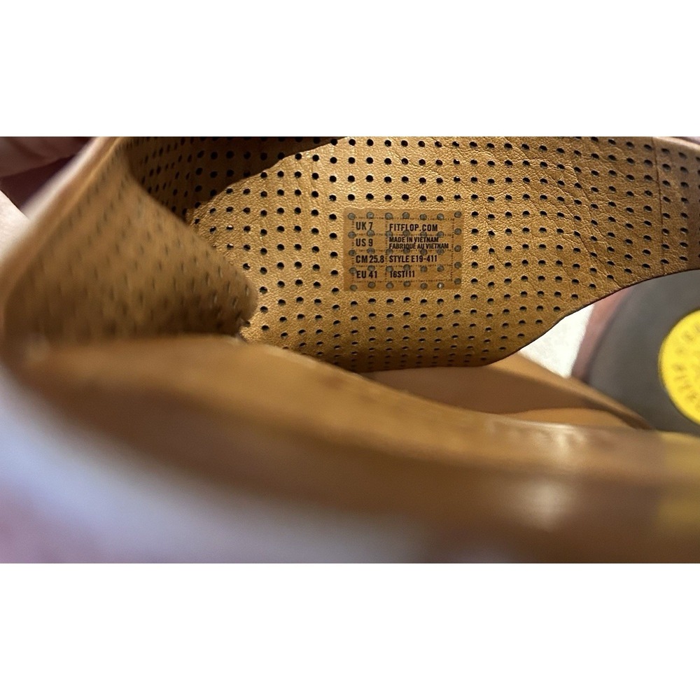 Fitflop Banda Tan Brown Leather Comfortable Toe Thong Sandals Wedge Heel US 9 - Picture 5 of 5